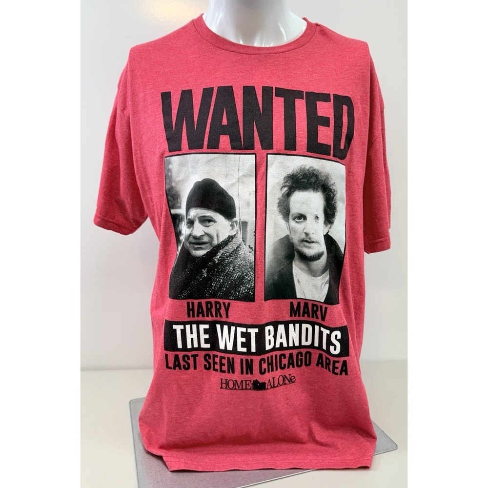 Home Alone Harry And Marv Wet Bandits Wanted Poster Mens XL Graphic Tee Shirt